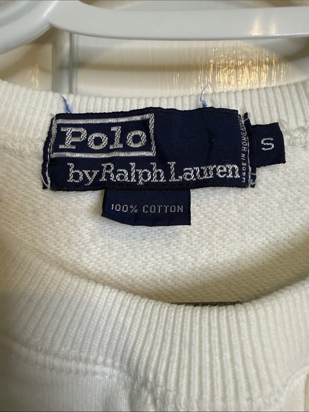Polo by Ralph Lauren White Crewneck Sweatshirt with Small Navy Pony - Picture 8 of 10